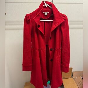 Alice + Olivia Vibrant Red Wool Blend Pea Coat